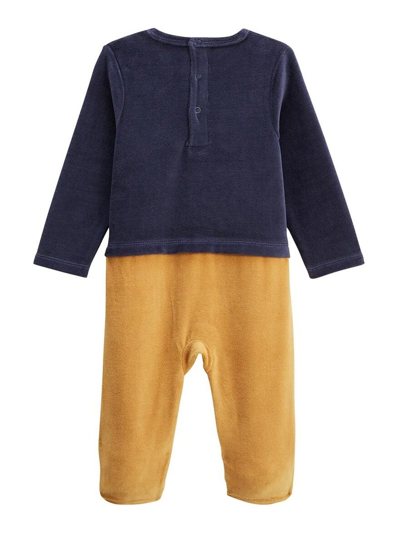 Pyjama bébé en velours Charly Bleu - Kiabi
