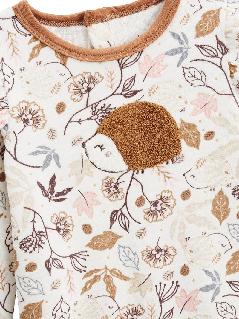 Pyjama bébé en velours Chincha Ecru - Kiabi