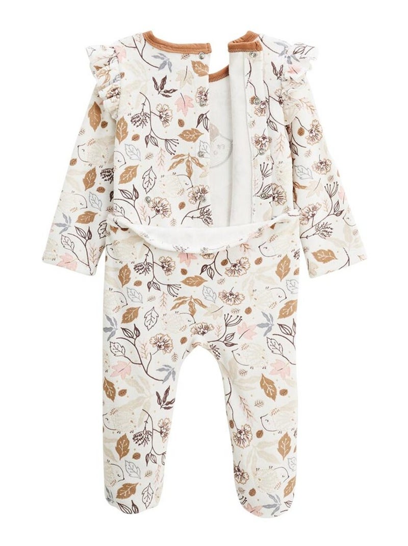 Pyjama bébé en velours Chincha Ecru - Kiabi