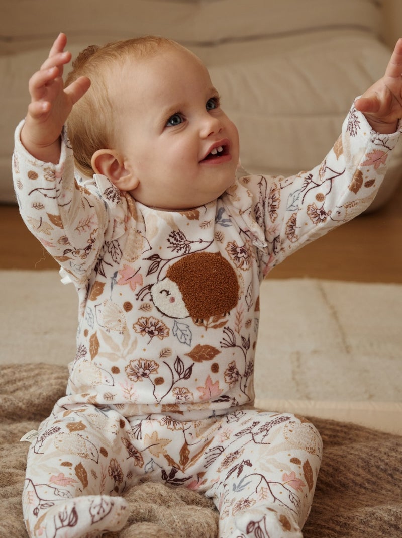 Pyjama bébé en velours Chincha Ecru - Kiabi