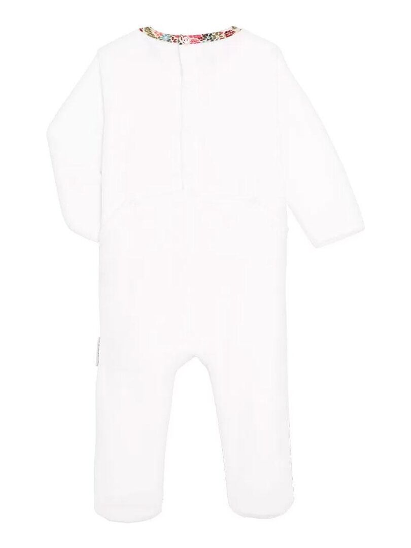 Pyjama bébé en velours contenant du coton bio Crocus Ecru - Kiabi
