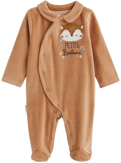 Pyjama bébé en velours côtelé caramel - Kiabi