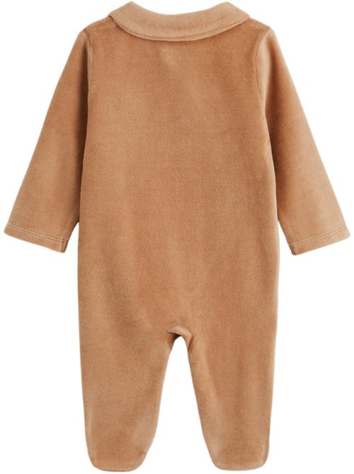 Pyjama bébé en velours côtelé caramel - Kiabi