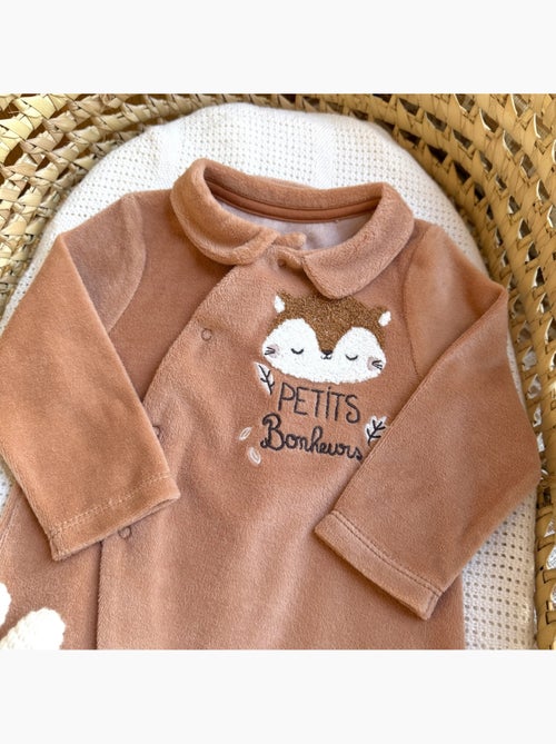 Pyjama bébé en velours côtelé caramel - Kiabi