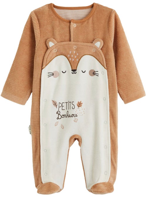 Pyjama bébé en velours côtelé ouverture pont caramel - Kiabi Pyjama bébé en velours côtelé ouverture pont caramel - Kiabi