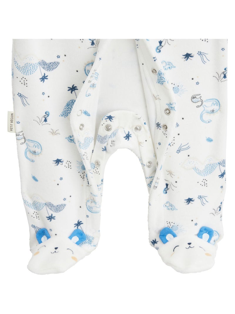 Pyjama bébé en velours Dune Valley Ecru - Kiabi