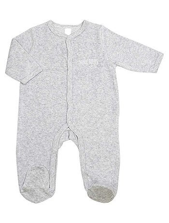 Kinousses - Pyjama bébé en velours gris - Gris - Bébé - 3 Mois - Coton - Promo KIABI