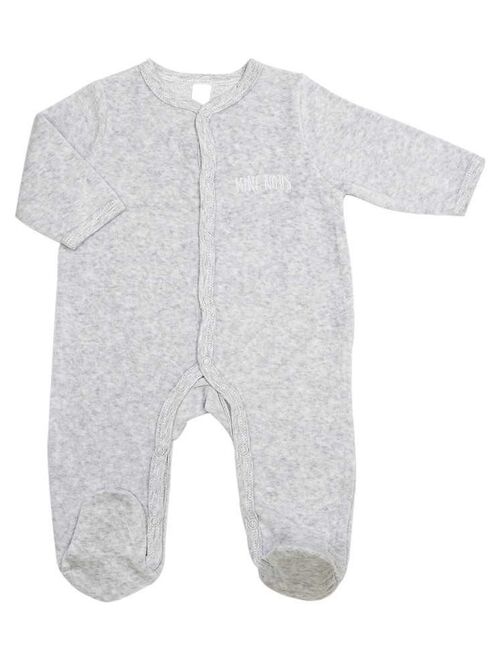 Pyjama bébé en velours gris - Kiabi
