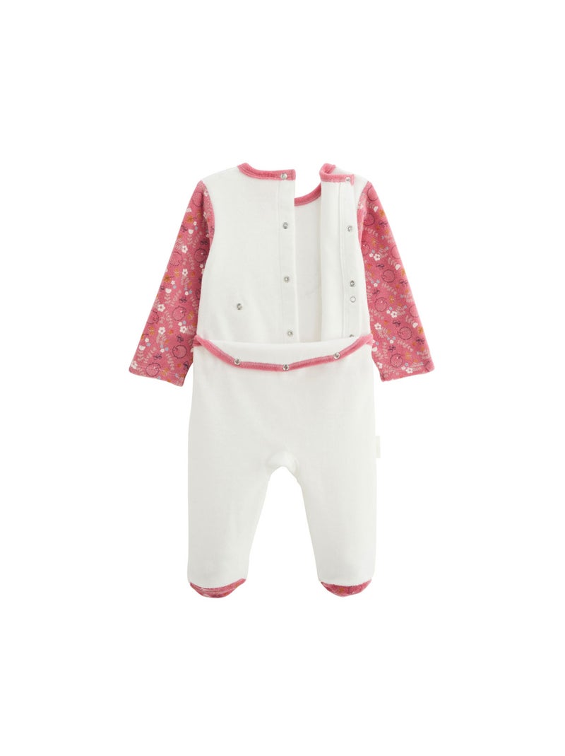 Pyjama bébé en velours Happy Days Rose - Kiabi