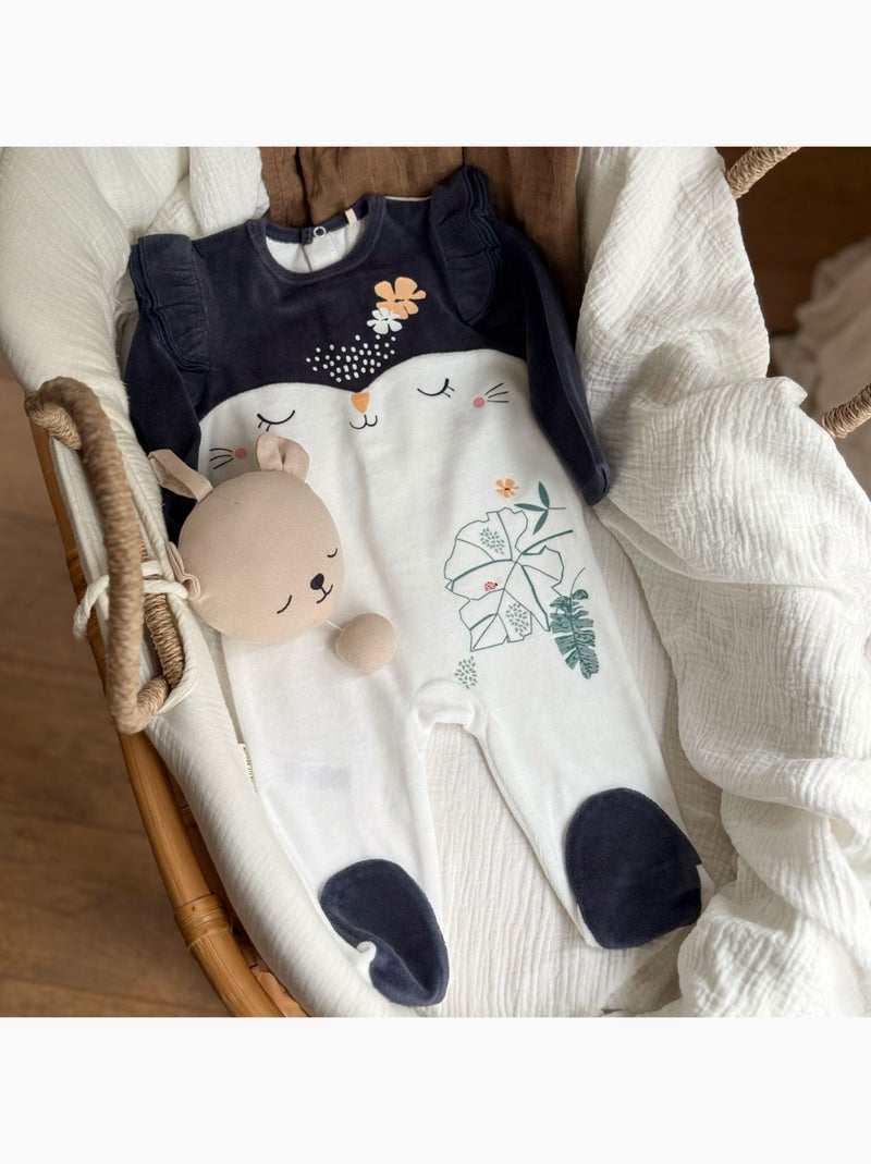 Pyjama bébé en velours Holamuchacha Ecru - Kiabi