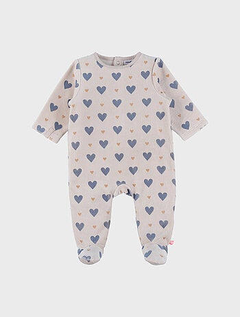 Pyjama bébé en velours imprimé cœurs Noukie's