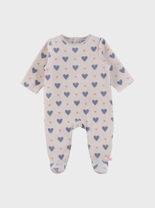 Pyjama bébé en velours imprimé cœurs Noukie's - Kiabi