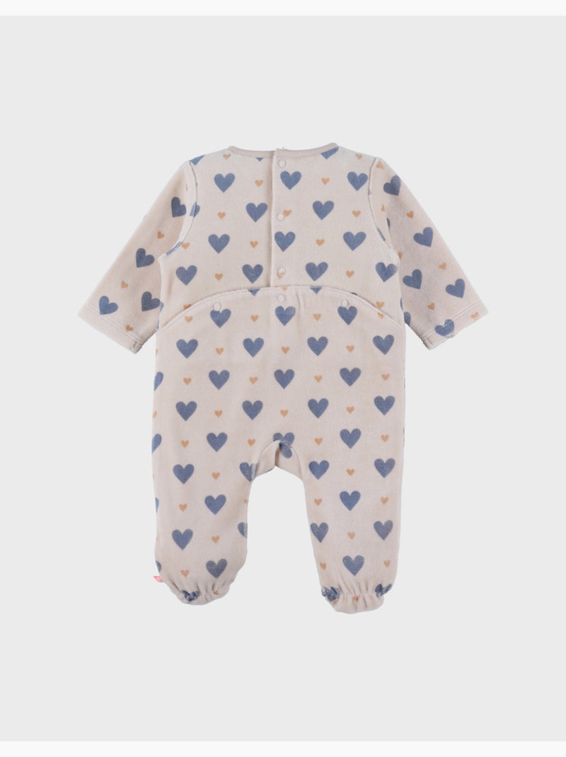 Pyjama bébé en velours imprimé cœurs Noukie's Beige - Kiabi