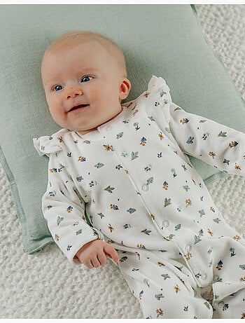 Pyjama bébé en velours imprimé oiseau Noukie's