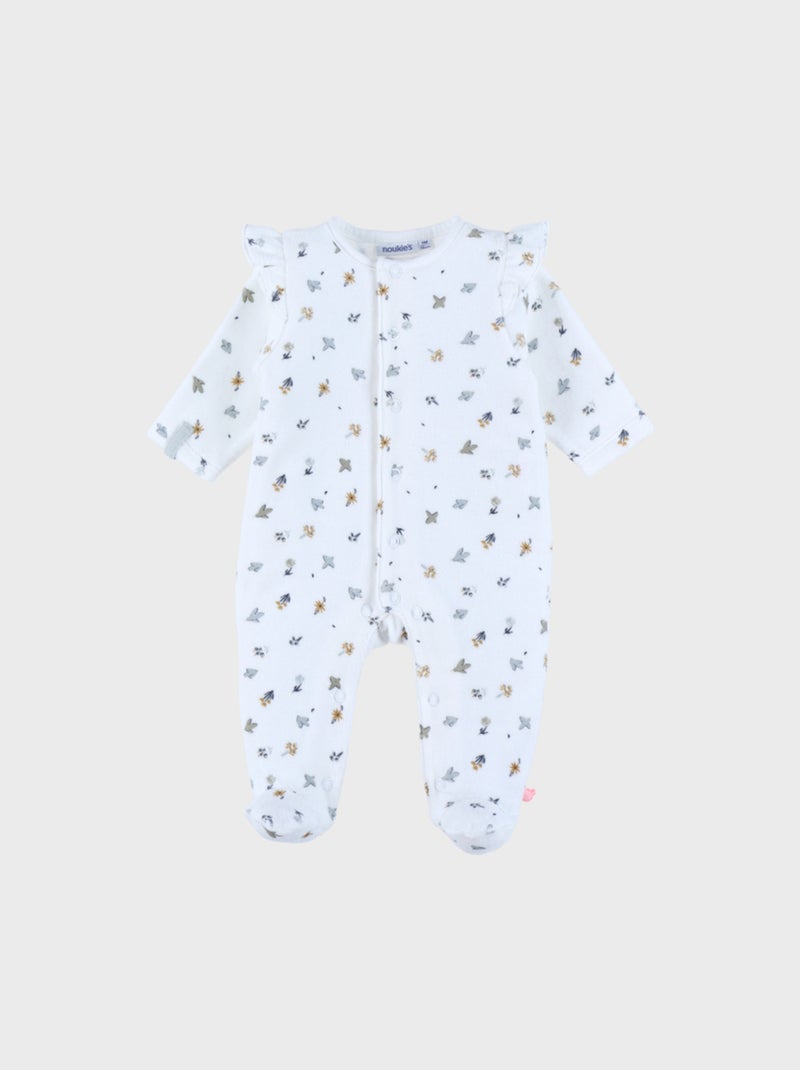 Pyjama bébé en velours imprimé oiseau Noukie's Blanc - Kiabi