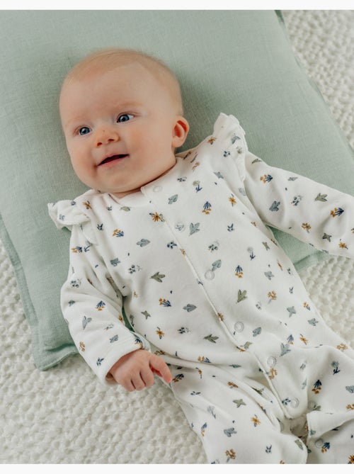 Pyjama bébé en velours imprimé oiseau Noukie's - Kiabi