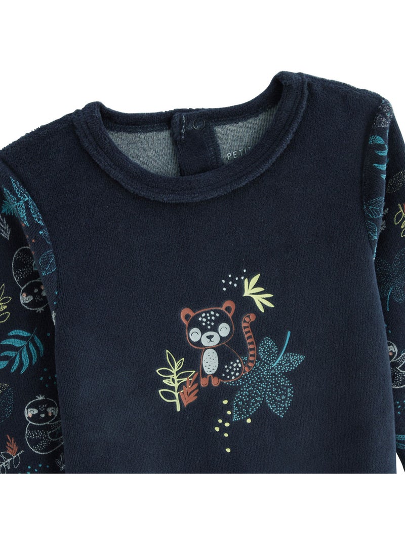 Pyjama bébé en velours Jungle Friends Bleu - Kiabi