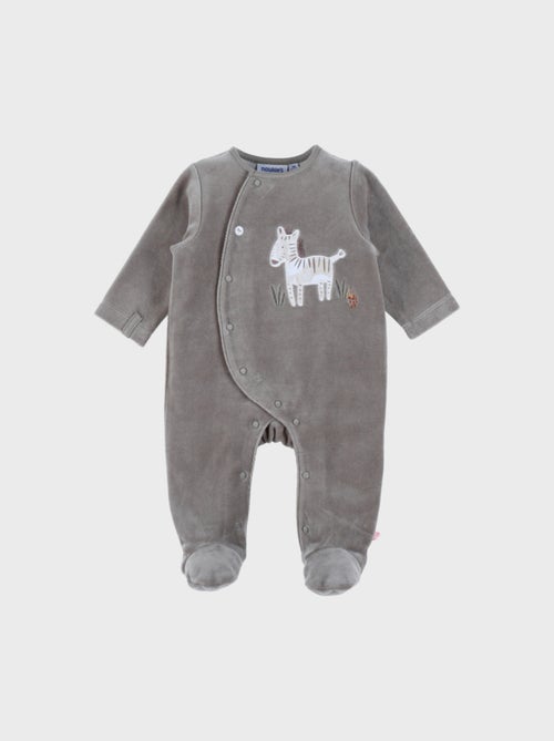 Pyjama bébé en velours kaki avec broderie zèbre Noukie's - Kiabi