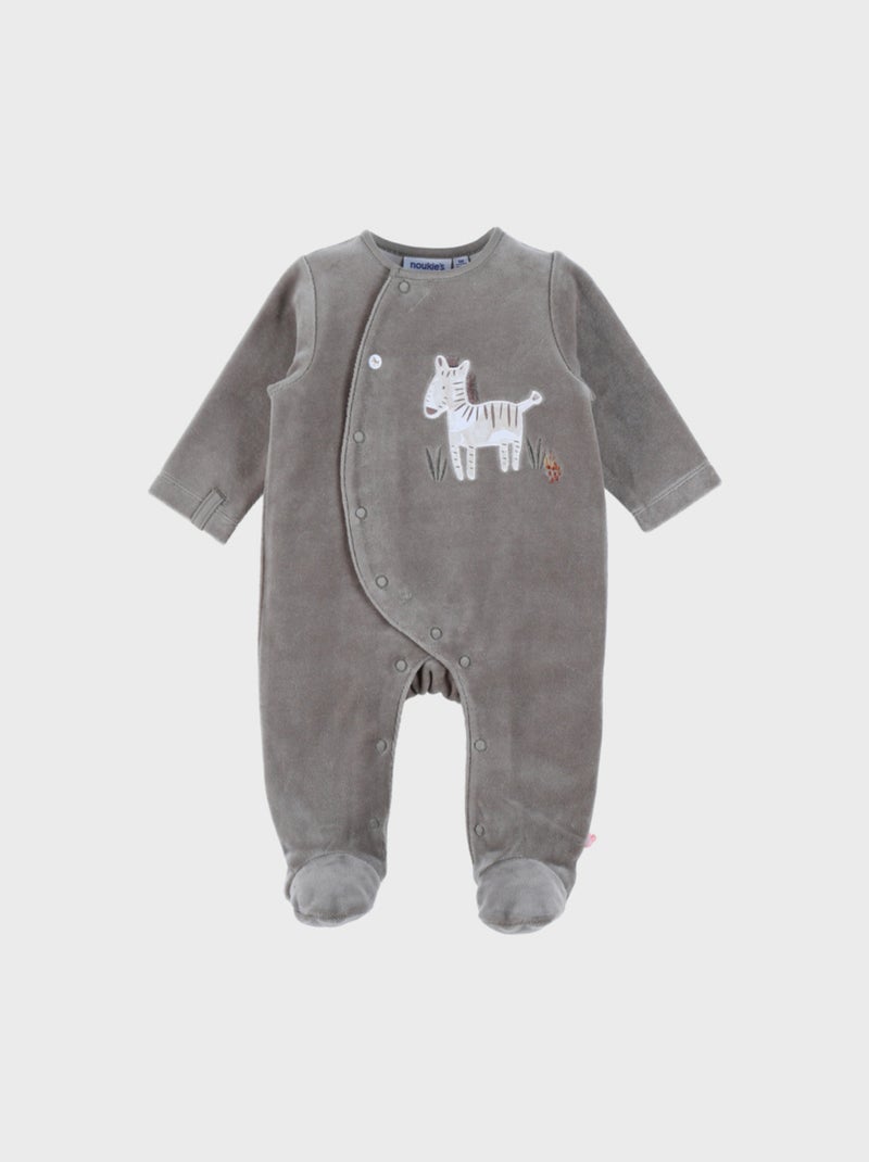 Pyjama bébé en velours kaki avec broderie zèbre Noukie's Vert - Kiabi