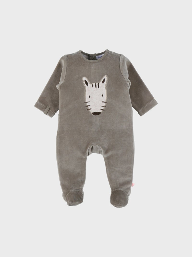 Pyjama bébé en velours kaki brodé zèbre Noukie's Vert - Kiabi