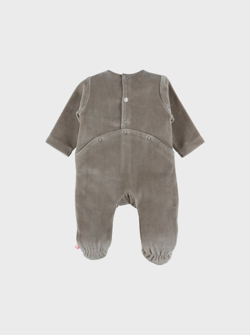 Pyjama bébé en velours kaki brodé zèbre Noukie's Vert - Kiabi