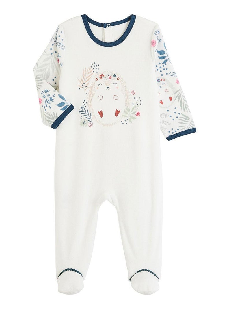 Pyjama bébé en velours Lina Ecru - Kiabi