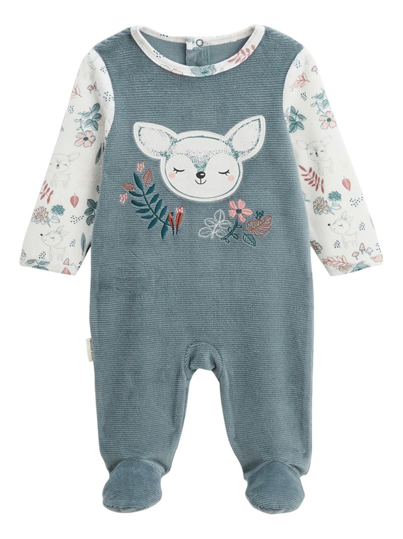 Pyjama bébé en velours Ma Petite Bichette Bleu - Kiabi