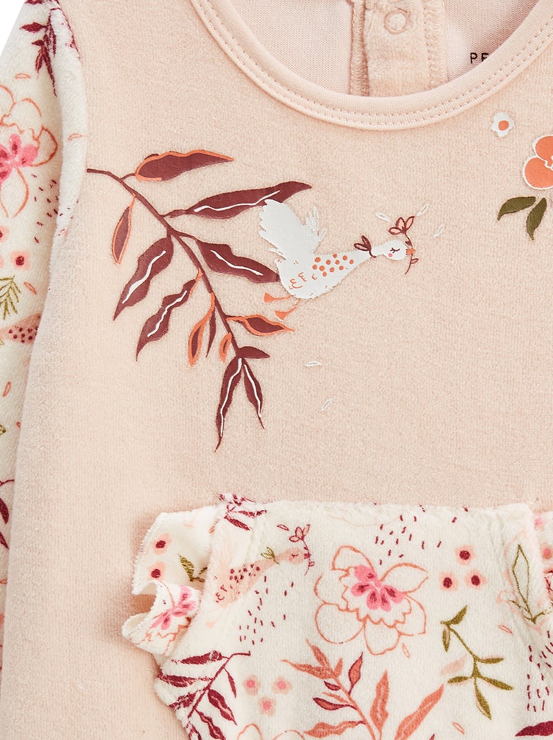 Pyjama bébé en velours Manouk Rose - Kiabi