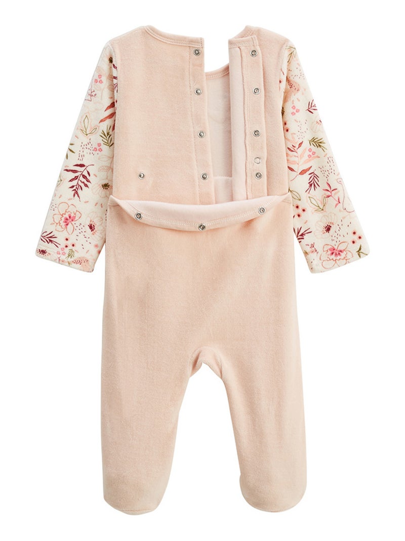 Pyjama bébé en velours Manouk Rose - Kiabi