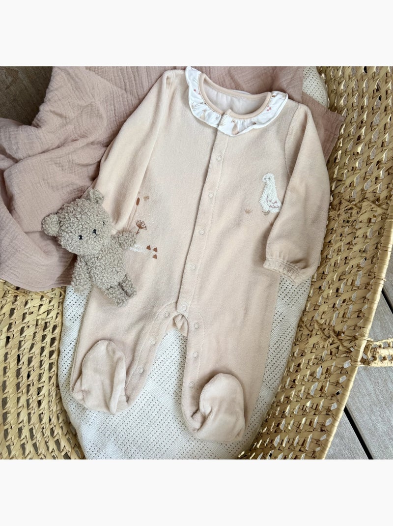 Pyjama bébé en velours margot Rose - Kiabi