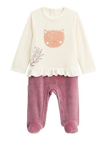 Pyjama bébé en velours Matcha