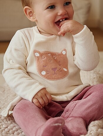 Pyjama bébé en velours Matcha