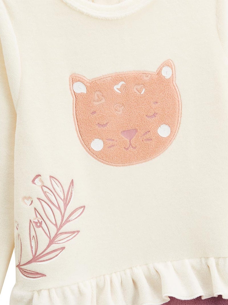 Pyjama bébé en velours Matcha Rose - Kiabi