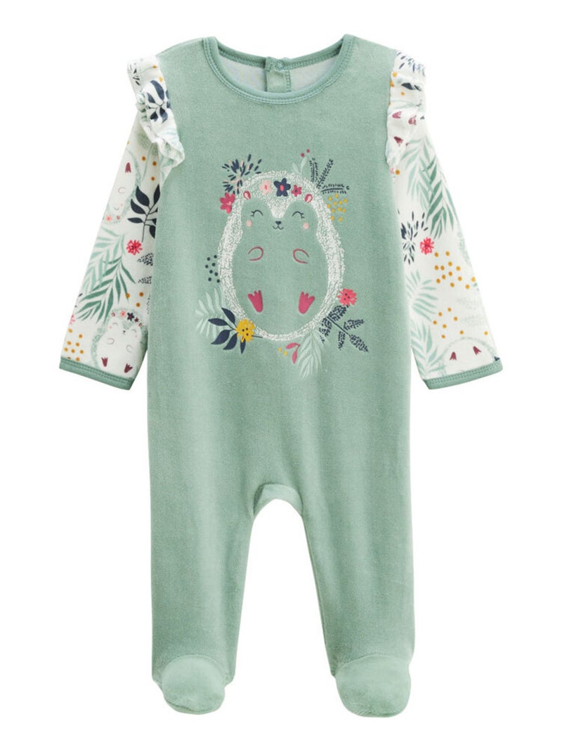 Pyjama bébé en velours Mignonne d'Automne Vert - Kiabi