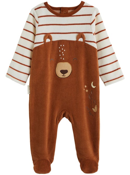 Pyjama bébé en velours Moka - Kiabi Pyjama bébé en velours Moka - Kiabi