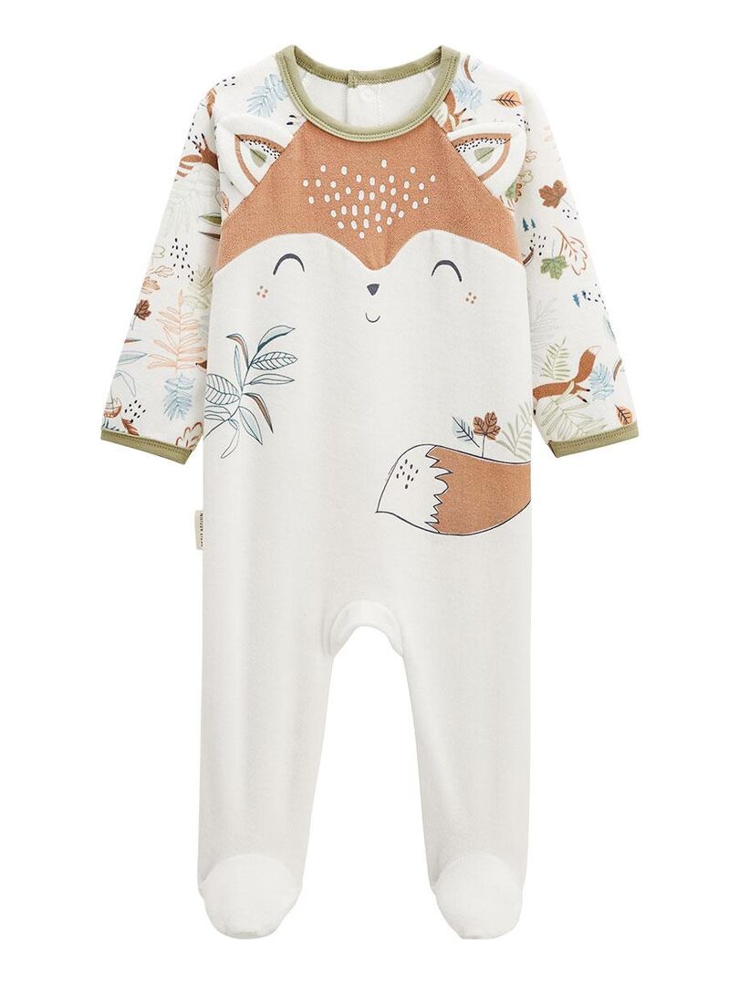 Pyjama bébé en velours Montreal Ecru - Kiabi