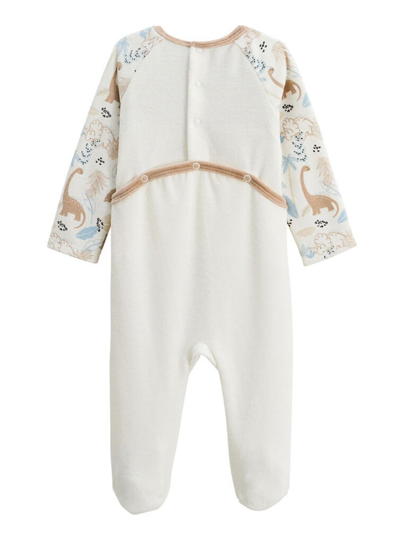 Pyjama bébé en velours Nino Ecru - Kiabi