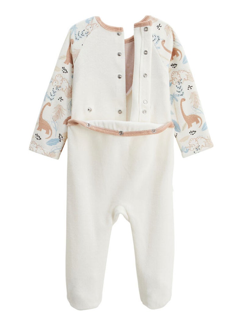 Pyjama bébé en velours Nino Ecru - Kiabi
