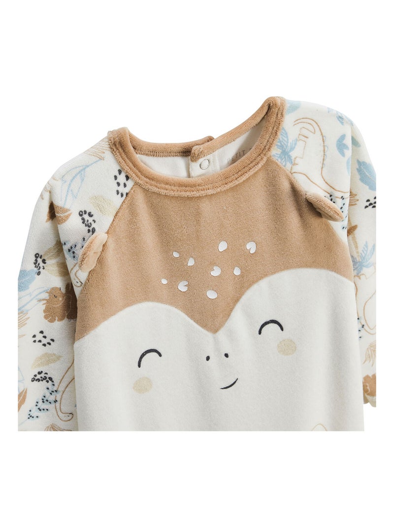Pyjama bébé en velours Nino Ecru - Kiabi