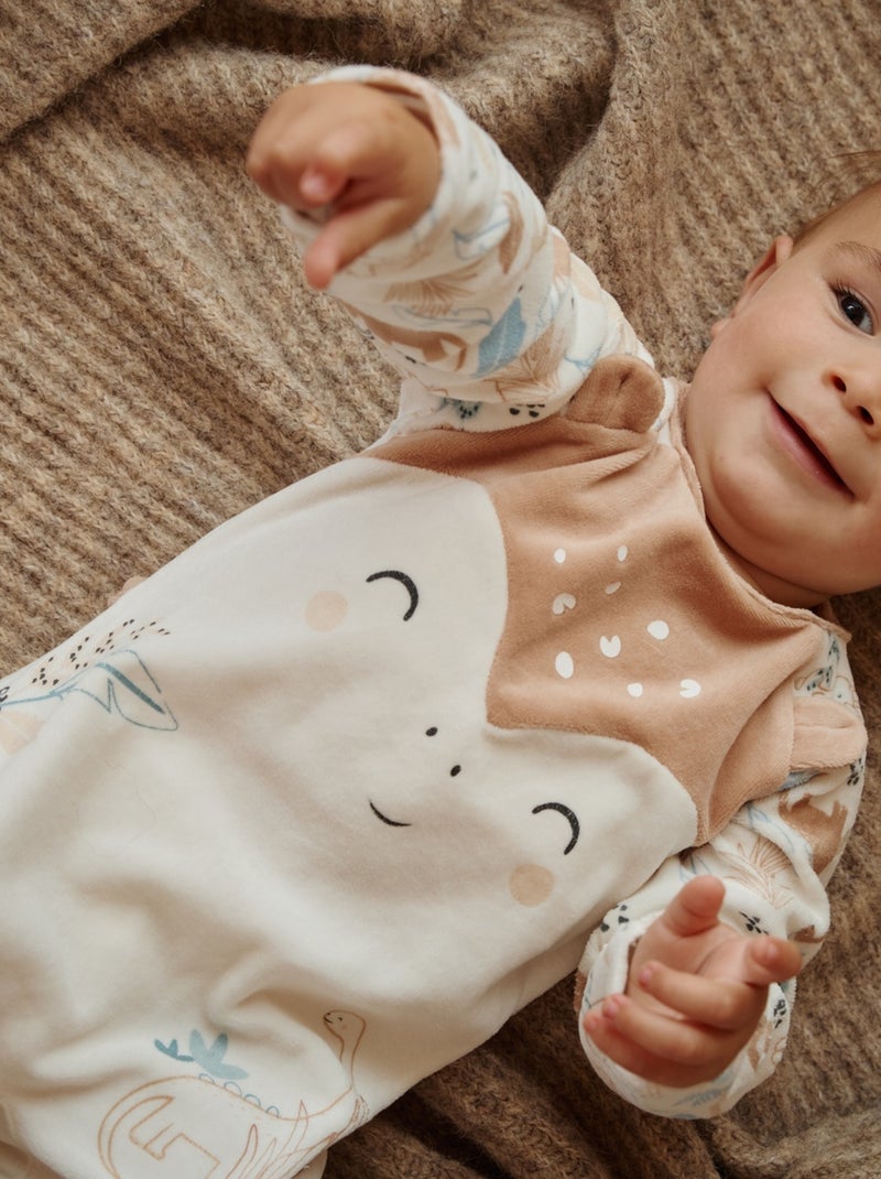 Pyjama bébé en velours Nino Ecru - Kiabi