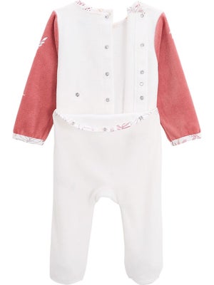 Pyjama De Noël Bébé En Velours écru - Brodé, Manches Longues, Taille 9 Mois (71 Cm), VERTBAUDET