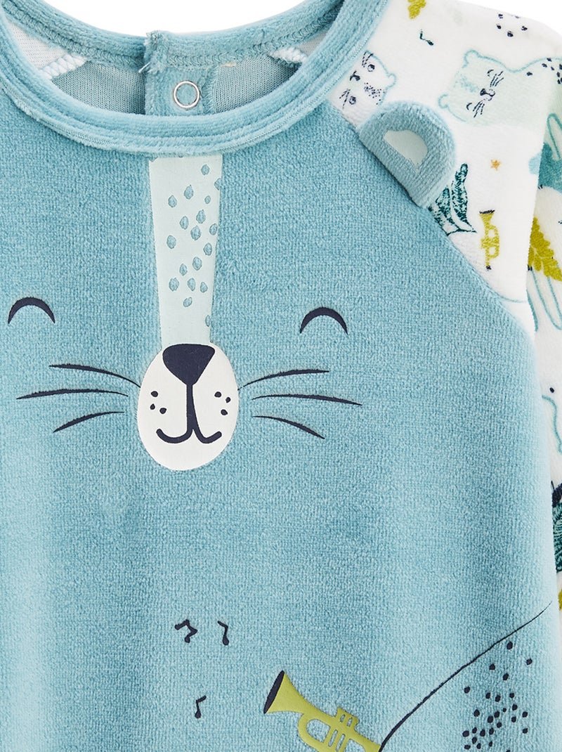Pyjama bébé en velours Oscar Bleu - Kiabi