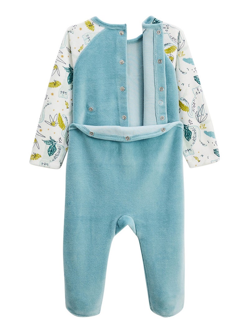 Pyjama bébé en velours Oscar Bleu - Kiabi
