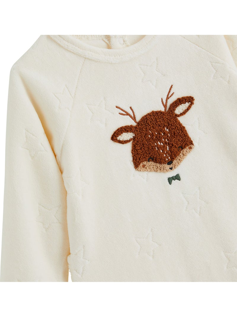 Pyjama bébé en velours oslo Ecru - Kiabi