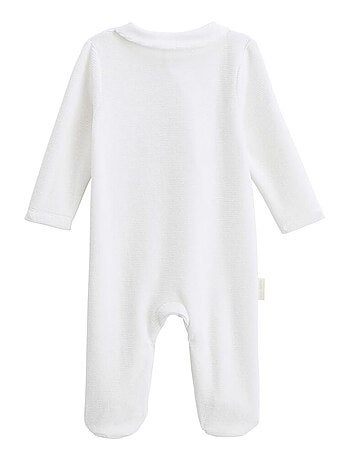 Pyjama bébé en velours ouverture croisée Perle
