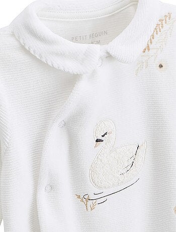 Pyjama bébé en velours ouverture croisée Perle