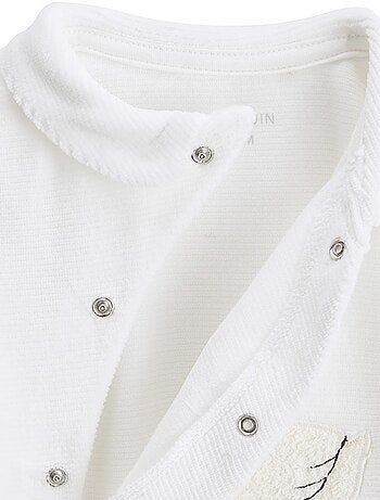 Pyjama bébé en velours ouverture croisée Perle