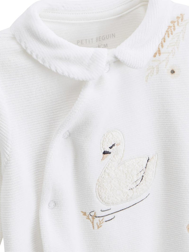 Pyjama bébé en velours ouverture croisée Perle Ecru - Kiabi