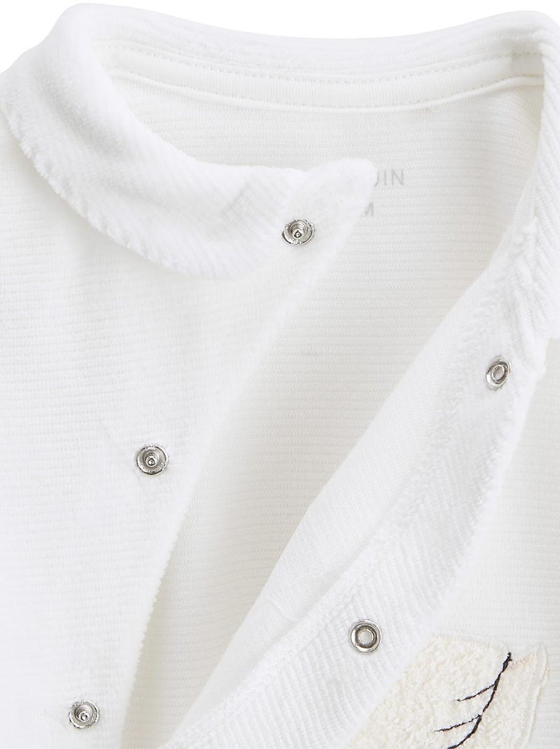 Pyjama bébé en velours ouverture croisée Perle Ecru - Kiabi