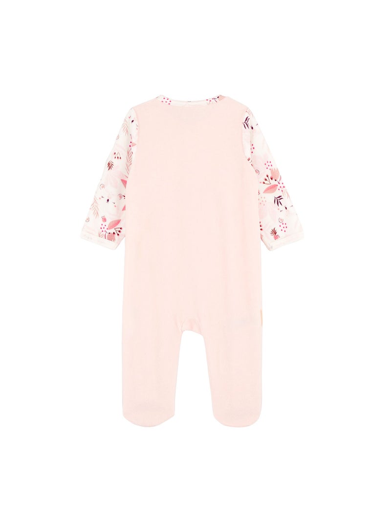 Pyjama bébé en velours ouverture pont Alysse Rose - Kiabi